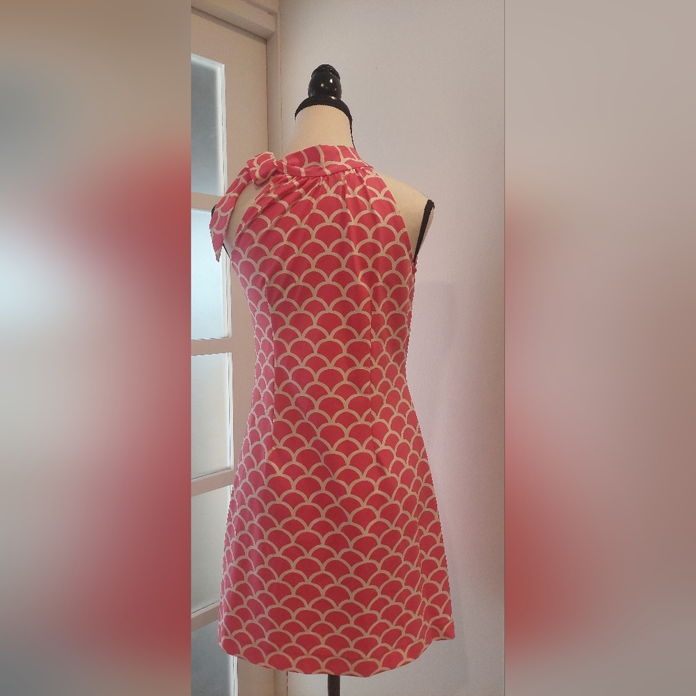 Katherine Way Made In Usa  Pink and White Scallop Mini Dress - Picture 5 of 7